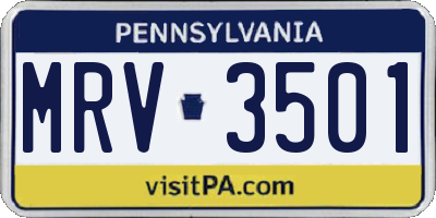 PA license plate MRV3501