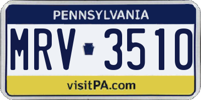 PA license plate MRV3510