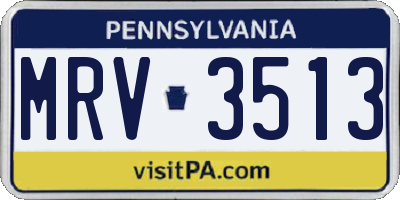 PA license plate MRV3513