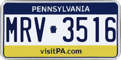 PA license plate MRV3516