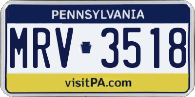 PA license plate MRV3518