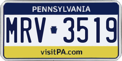PA license plate MRV3519