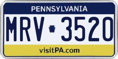 PA license plate MRV3520