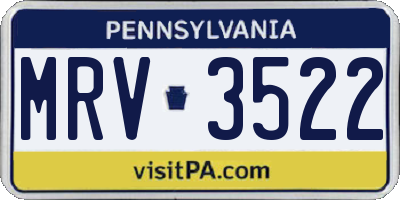PA license plate MRV3522