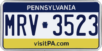 PA license plate MRV3523