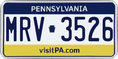 PA license plate MRV3526