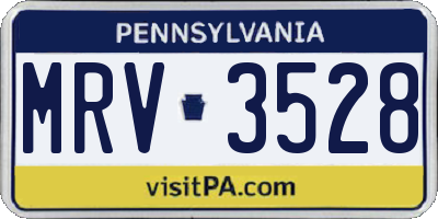 PA license plate MRV3528