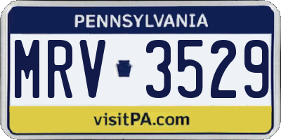 PA license plate MRV3529
