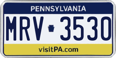 PA license plate MRV3530