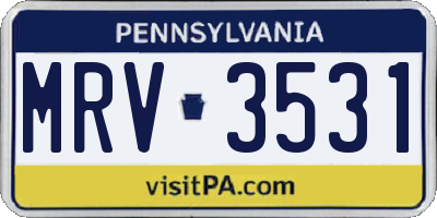 PA license plate MRV3531