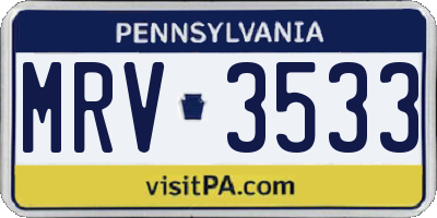 PA license plate MRV3533