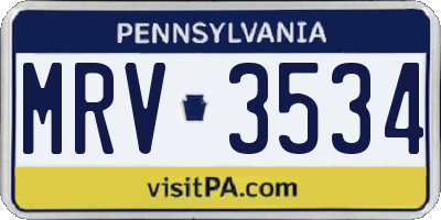 PA license plate MRV3534