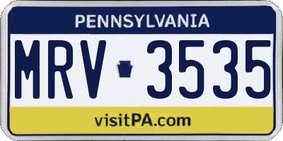 PA license plate MRV3535