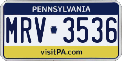 PA license plate MRV3536