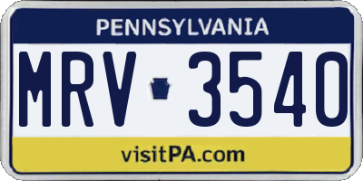 PA license plate MRV3540