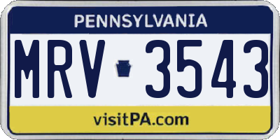 PA license plate MRV3543