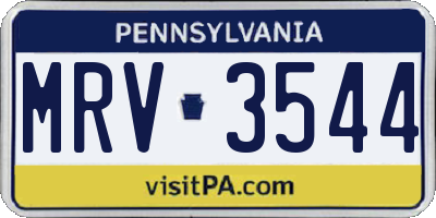 PA license plate MRV3544