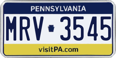 PA license plate MRV3545