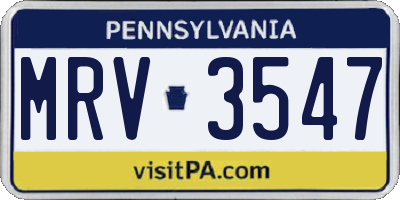 PA license plate MRV3547