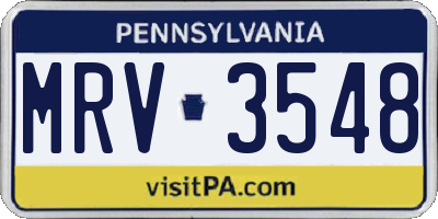 PA license plate MRV3548