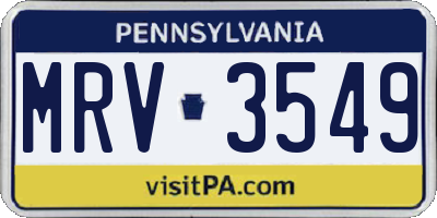 PA license plate MRV3549