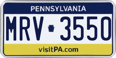 PA license plate MRV3550