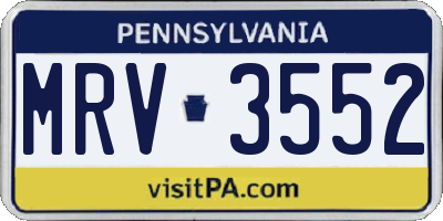 PA license plate MRV3552