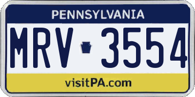 PA license plate MRV3554
