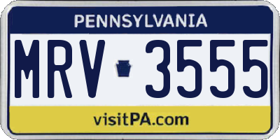 PA license plate MRV3555