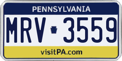 PA license plate MRV3559