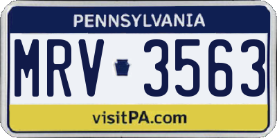 PA license plate MRV3563
