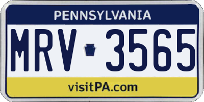 PA license plate MRV3565