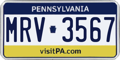 PA license plate MRV3567