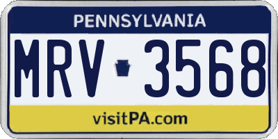PA license plate MRV3568
