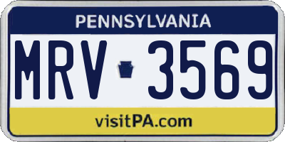 PA license plate MRV3569