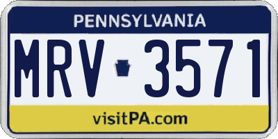 PA license plate MRV3571