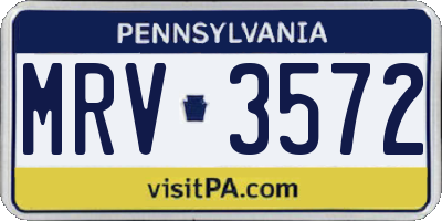 PA license plate MRV3572
