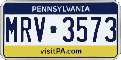 PA license plate MRV3573