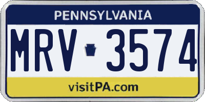 PA license plate MRV3574