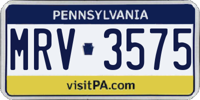 PA license plate MRV3575