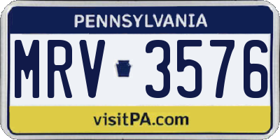 PA license plate MRV3576