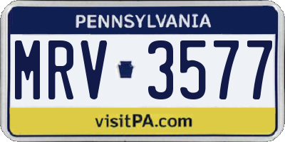 PA license plate MRV3577