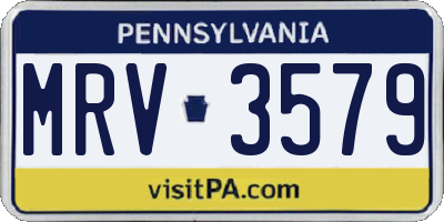 PA license plate MRV3579
