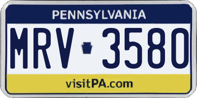 PA license plate MRV3580
