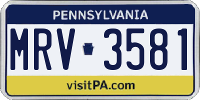 PA license plate MRV3581