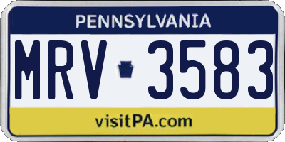 PA license plate MRV3583
