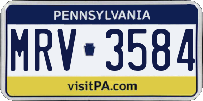 PA license plate MRV3584