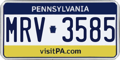 PA license plate MRV3585