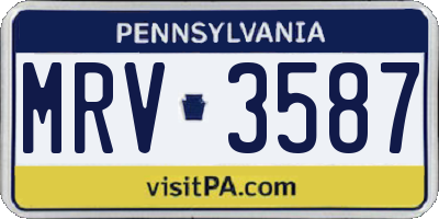 PA license plate MRV3587