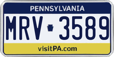 PA license plate MRV3589